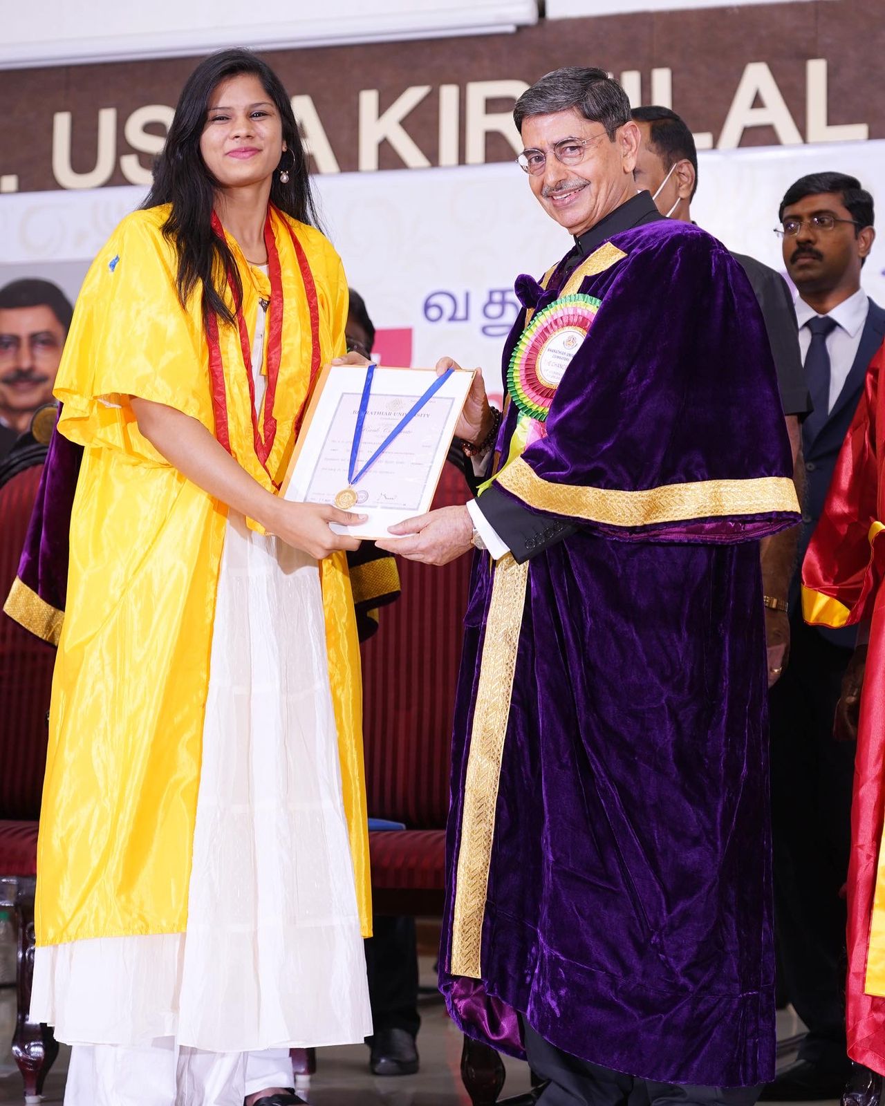 Convocation at bharathiar university Nikitha Rathi J Palanisamy